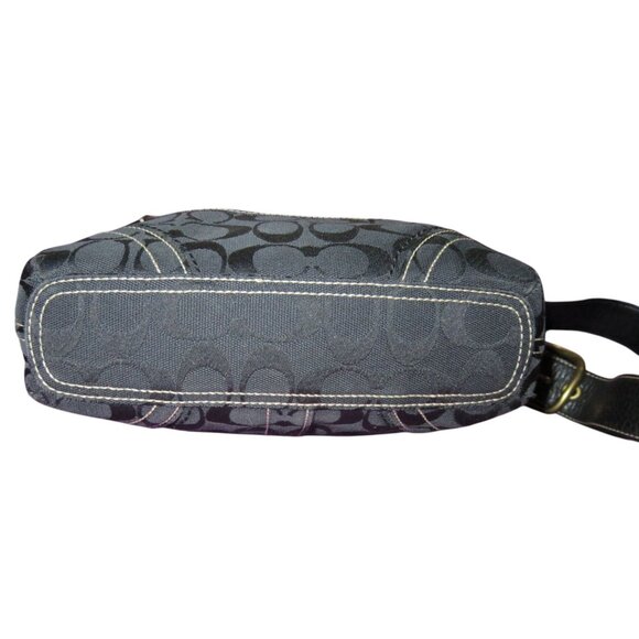 Coach 2006 Black Jacquard & Leather Signature Messenger Crossbody Satchel Bag - Picture 5 of 14